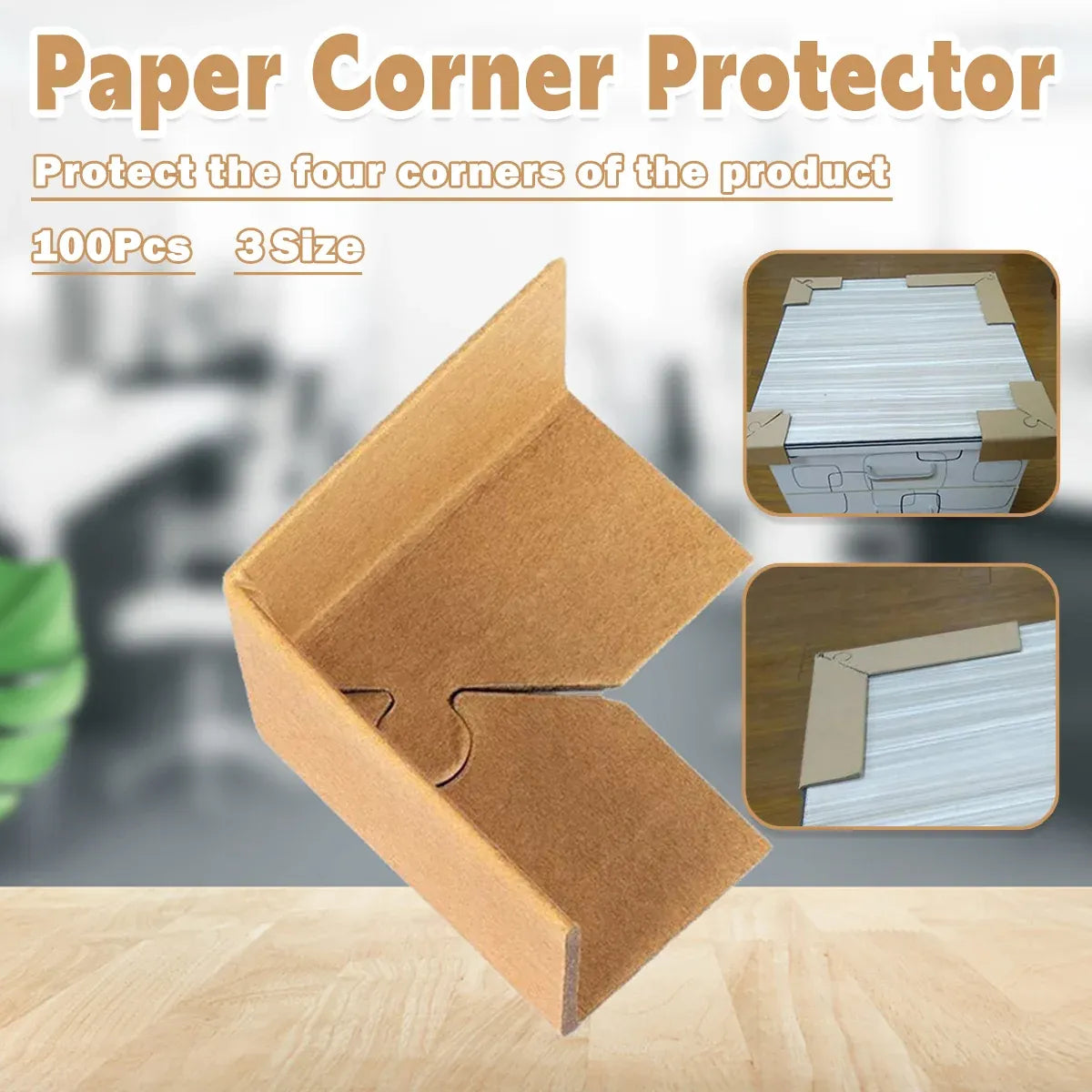 100pcs Kraft Paper Cardboard Corner Protector 90 Degree Angle Guard for Packing - 50x50x4mm