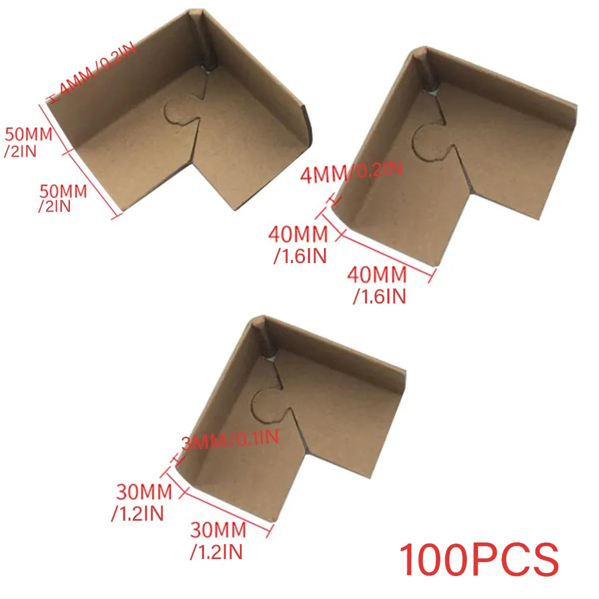 100pcs Kraft Paper Cardboard Corner Protector 90 Degree Angle Guard for Packing - 50x50x4mm