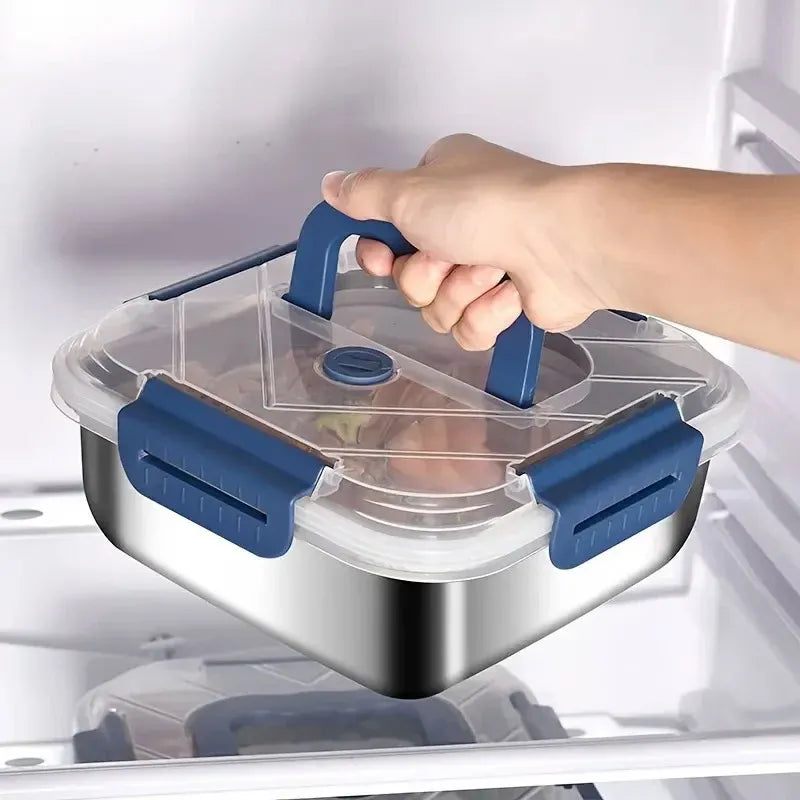 1800ml Portable Square Lunch Box Sealed Crisper Refrigerator Storage Container
