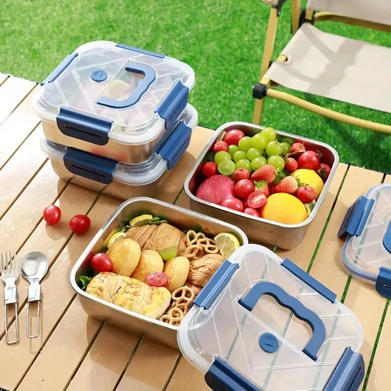 1800ml Portable Square Lunch Box Sealed Crisper Refrigerator Storage Container