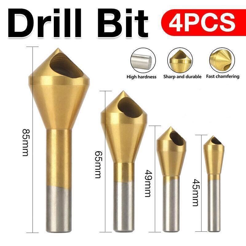 HSS Countersink Chamfer Drill Bit Set Titanium Coated Deburring Tools