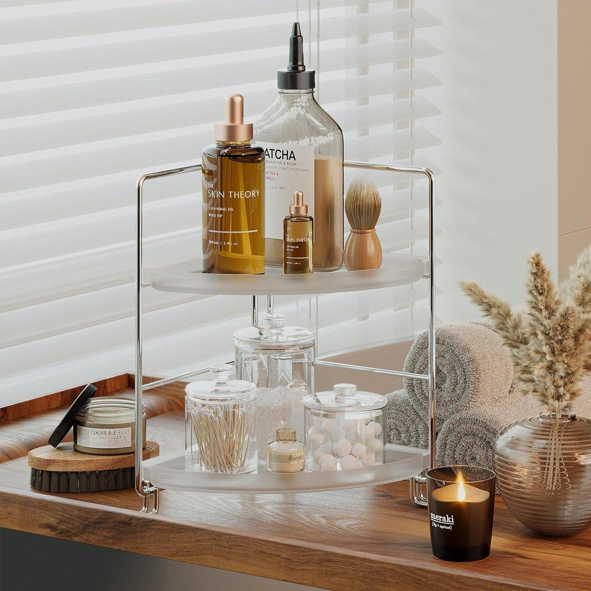 2 Tier Countertop Shelf Organizer Storage Rack