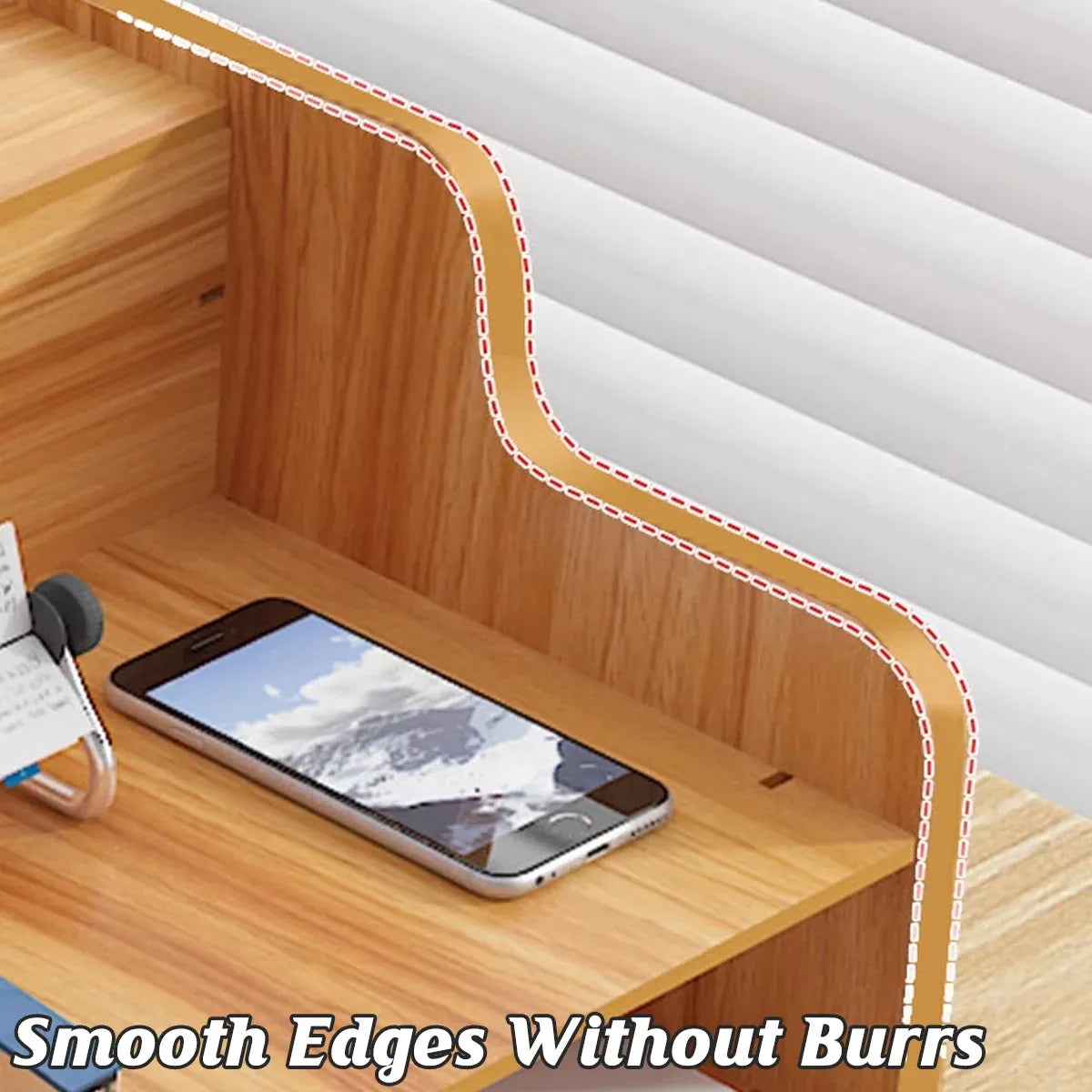 Wooden Desktop Storage Box with Locking Drawer Space Saving for Home Office Use - Black