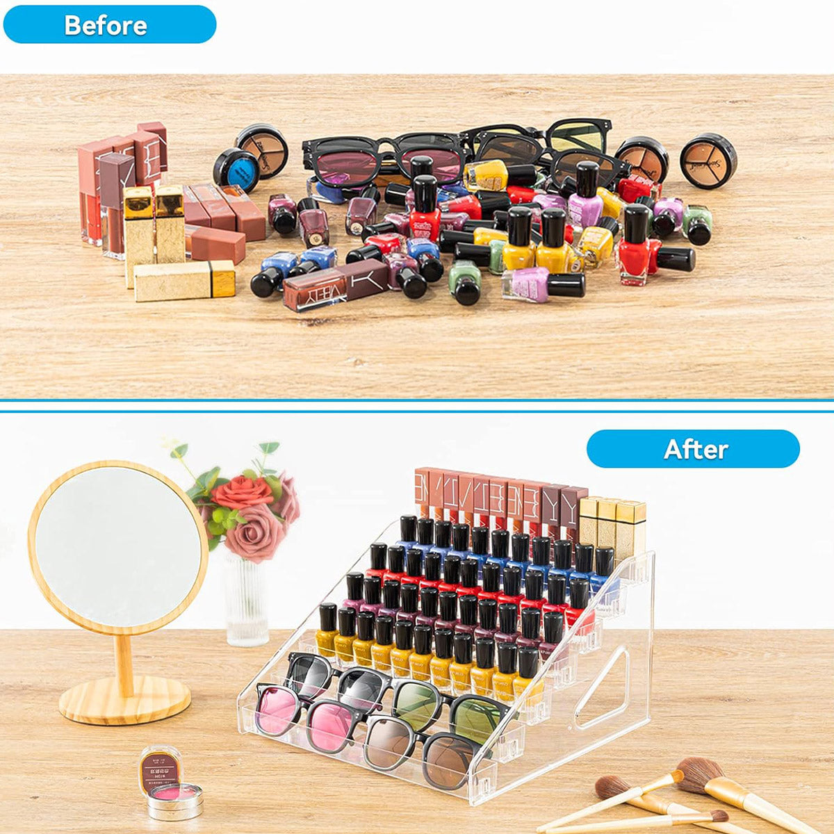 6-Tier Layer Nail Polish Storage Box Multi Layer Clear Display Rack