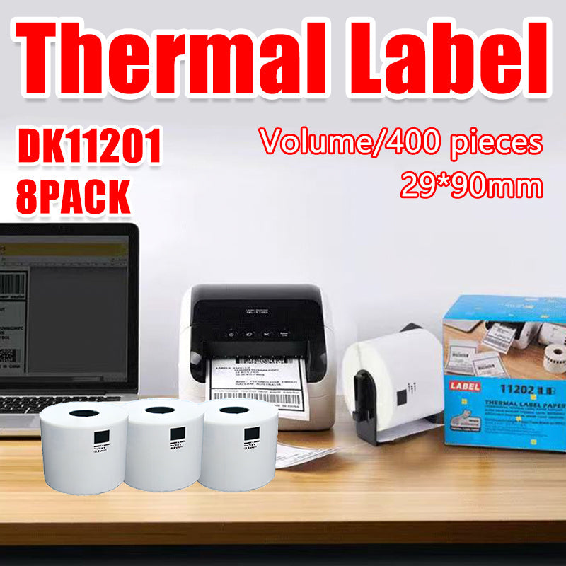 8 Rolls Compatible Brother Dk11201 400 Address Labels 29X90Mm