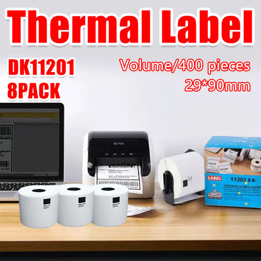 8 Rolls Compatible Brother Dk11201 400 Address Labels 29X90Mm