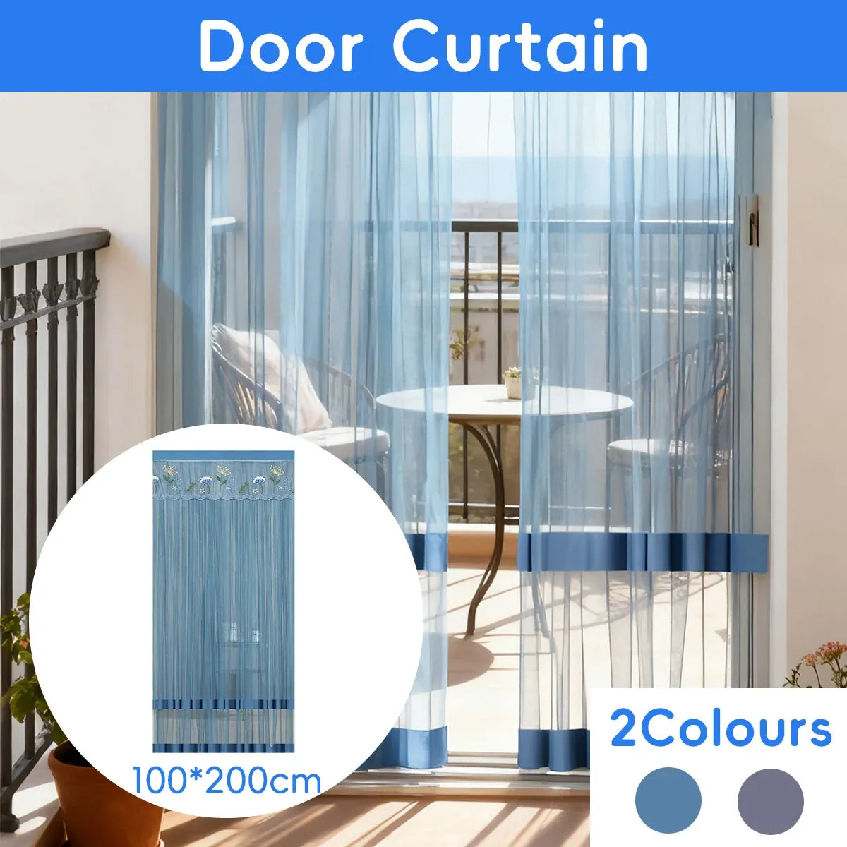 Door Curtain Breathable Insect Proof Durable High-Quality for Home Kitchen Use - Grey