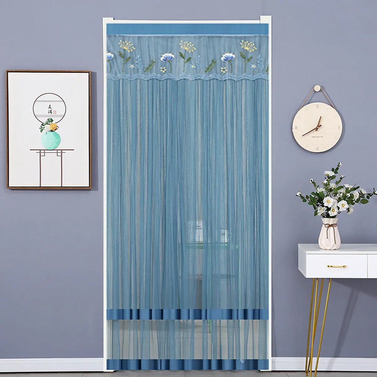Door Curtain Breathable Insect Proof Durable High-Quality for Home Kitchen Use - Grey