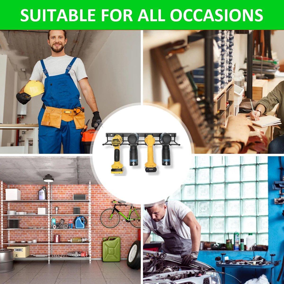Metal Drill Storage Rack Power Tool Holder Organizer Wall Mount H/D