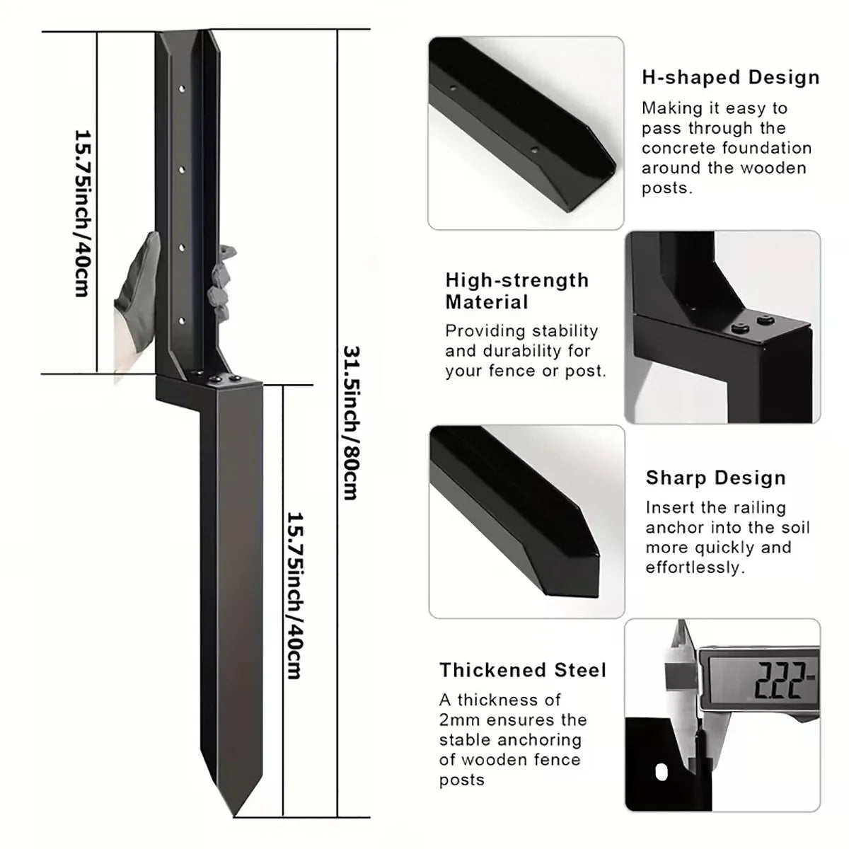 4Pcs Heavy Duty Fence Post Anchor Ground Stake For Fixing Leaning Wood Support