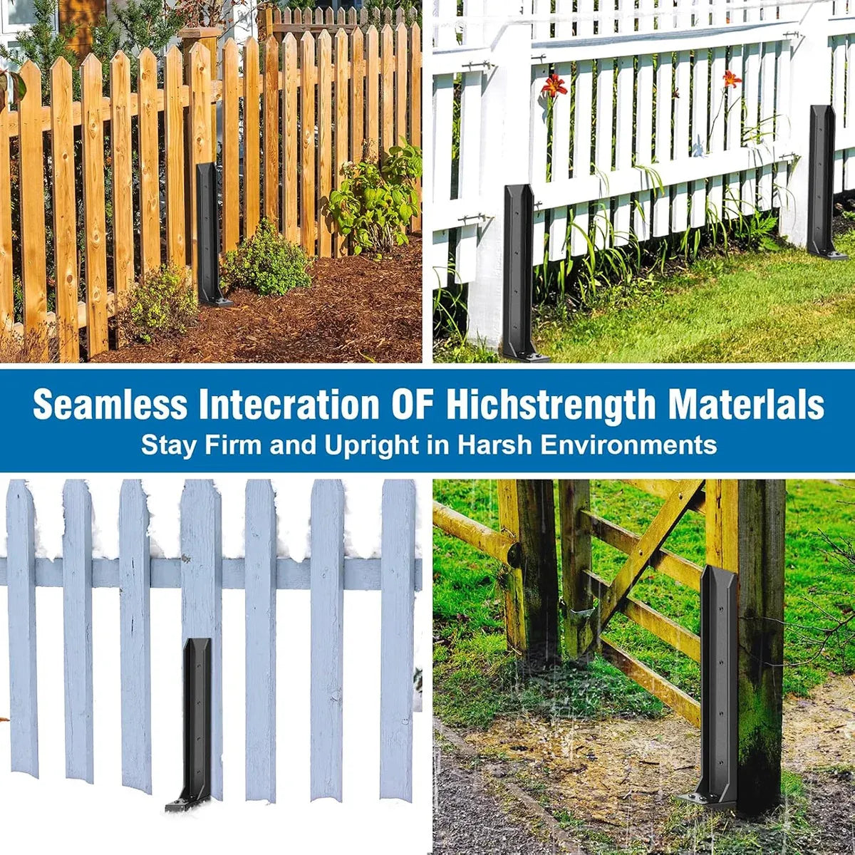 4Pcs Heavy Duty Fence Post Anchor Ground Stake For Fixing Leaning Wood Support