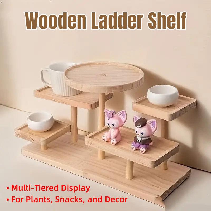 Multi-Tier Wooden Step Shelf Desktop Storage Organizer for Office or Home