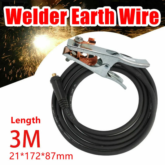 300A Welding Ground Earth Clamp Clip 3M Cable 10-25 Plug For MIG TIG ARC Welder