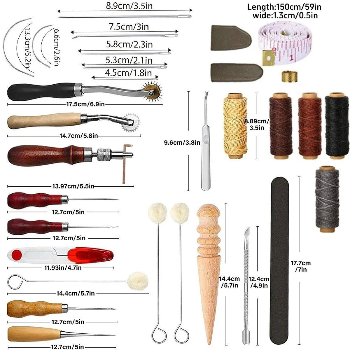 Handmade DIY Leather Crafting Tools Kit for Sewing Stitching and Repair Work
