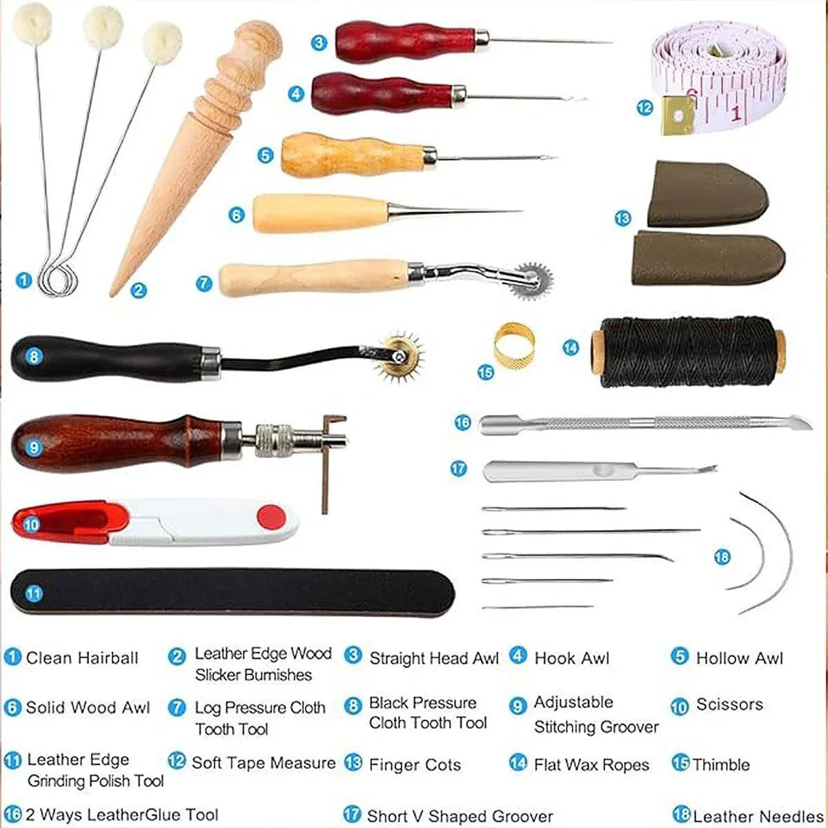 Handmade DIY Leather Crafting Tools Kit for Sewing Stitching and Repair Work