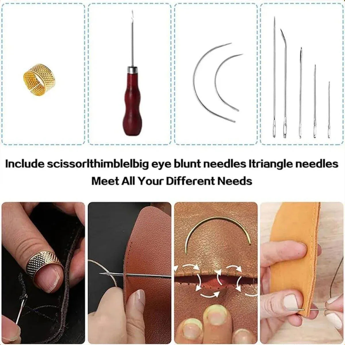 Handmade DIY Leather Crafting Tools Kit for Sewing Stitching and Repair Work
