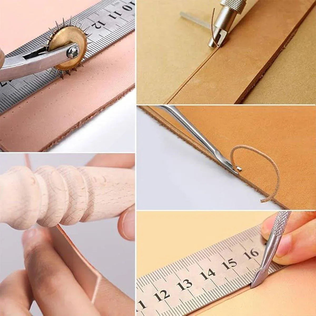 Handmade DIY Leather Crafting Tools Kit for Sewing Stitching and Repair Work