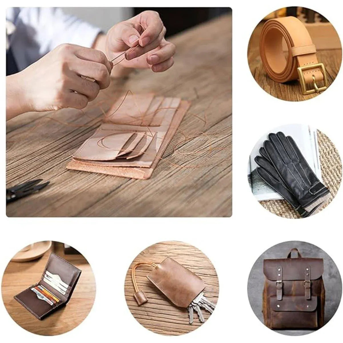 Handmade DIY Leather Crafting Tools Kit for Sewing Stitching and Repair Work