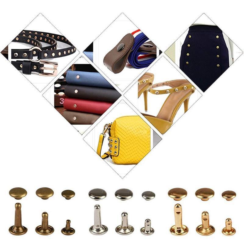 Leather Rivets Tool Metal Stud Set Double Cap Fixing Belt Repair DIY Kit