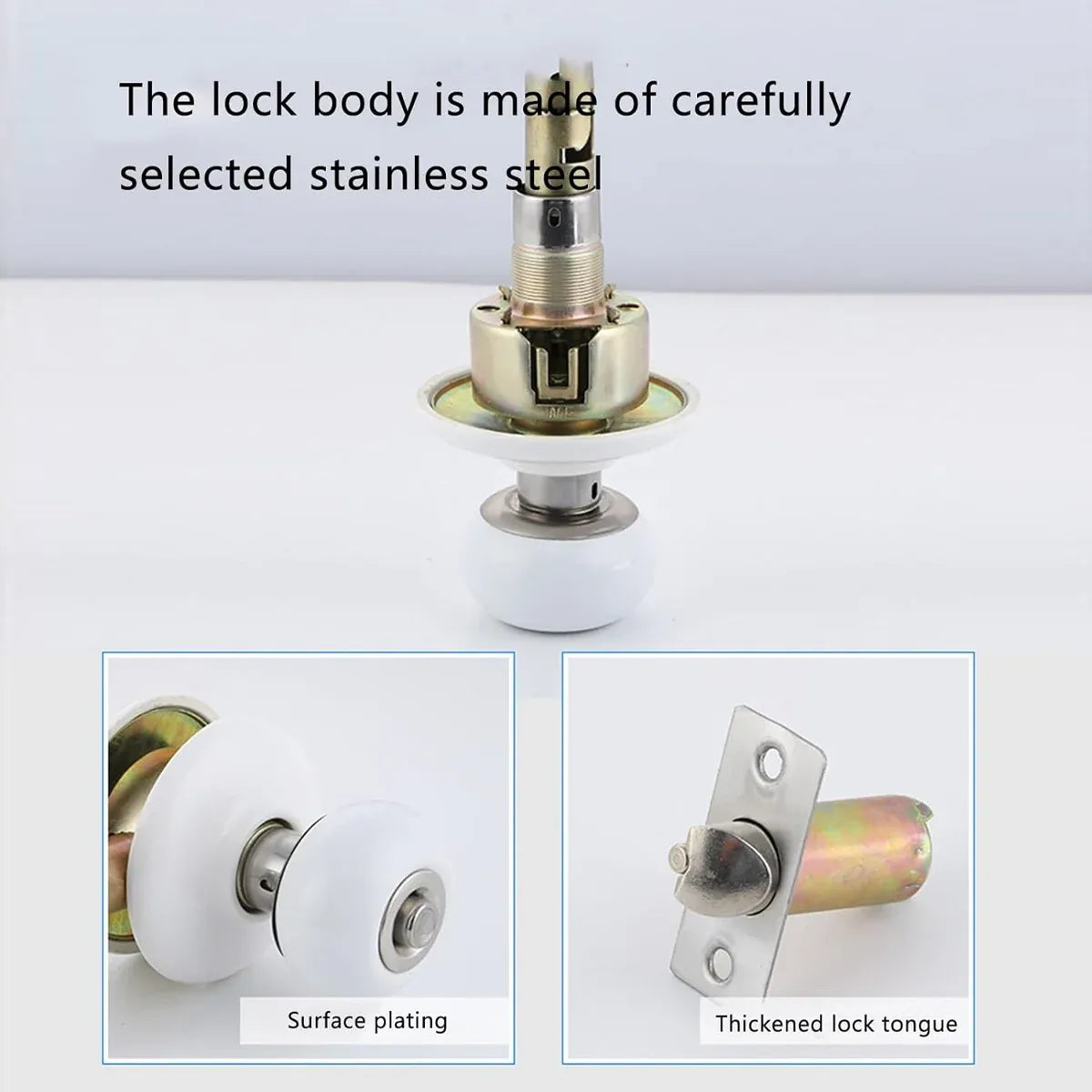 Ceramics Door Knob Lock Key Locking Set Interior Exterior Knob Bedroom Bathroom