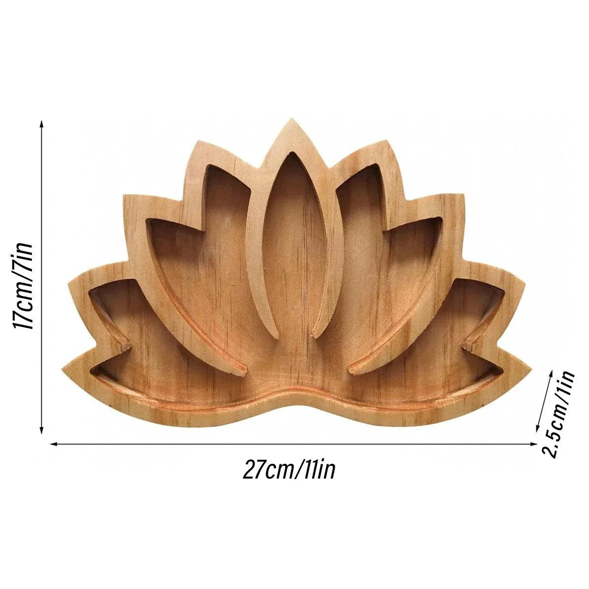 Wooden Crystal Tray Lotus Stone Display Stand Storage Holder for Home Decor