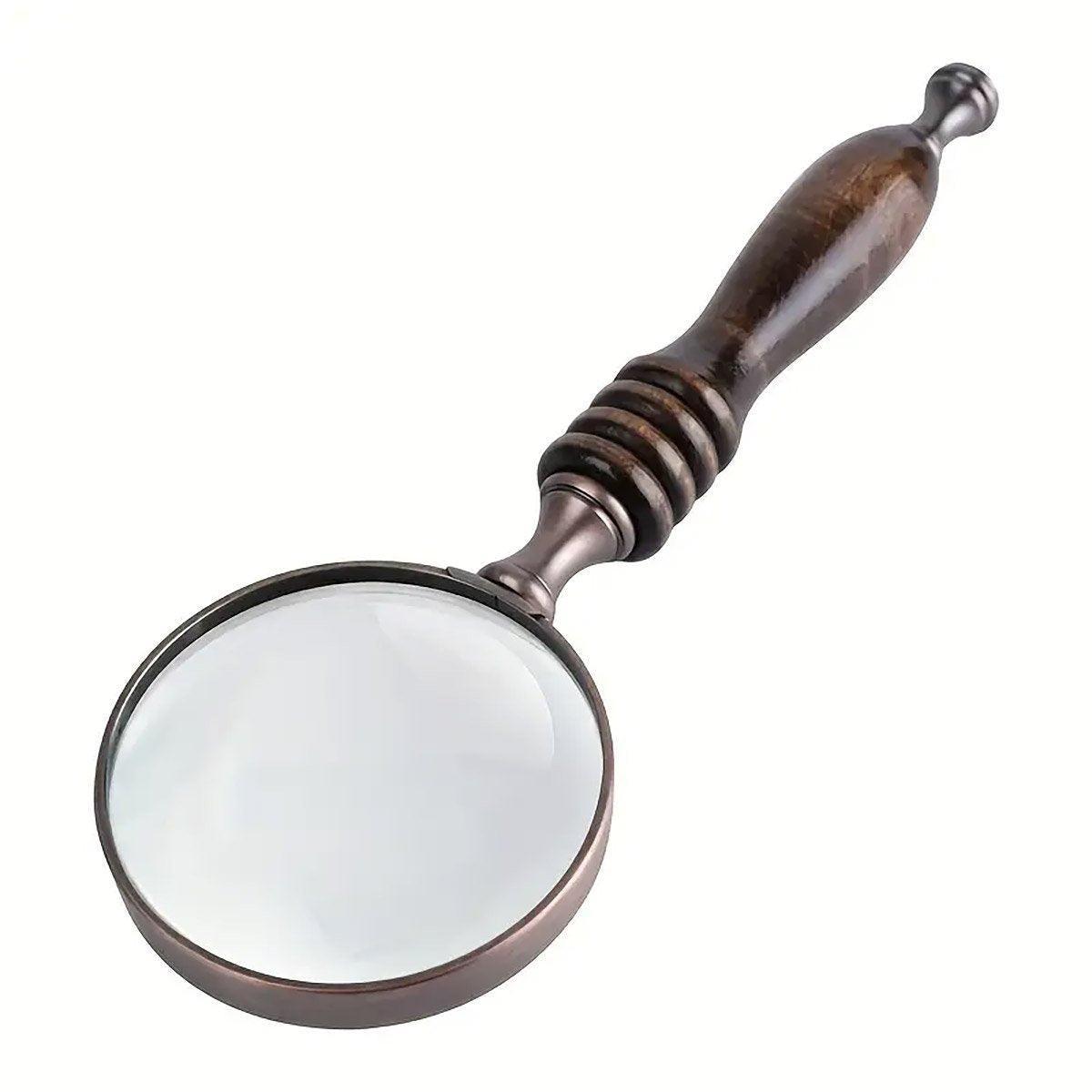 1PCS Vintage Ebony Handle Handheld Metal Magnifier Classical Nostalgic