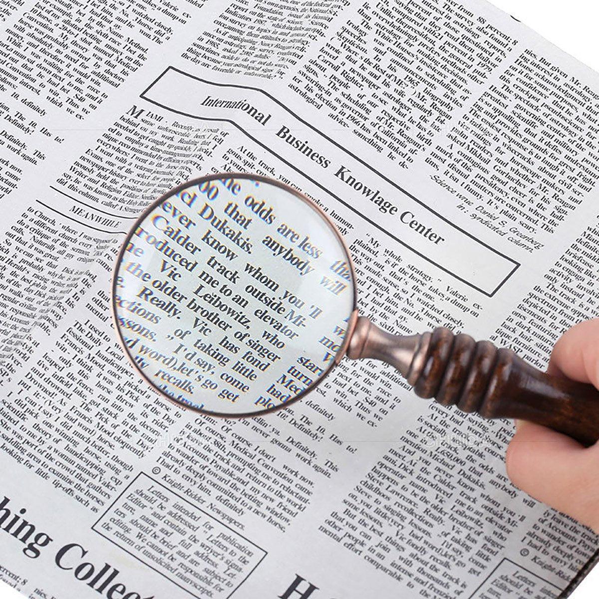 1PCS Vintage Ebony Handle Handheld Metal Magnifier Classical Nostalgic