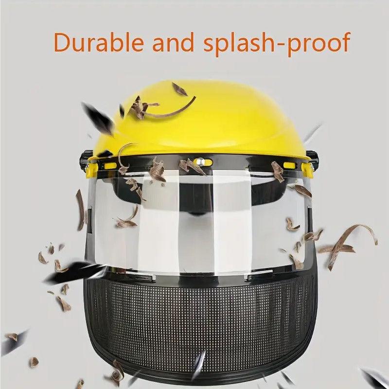 Garden Face Shield Headgear for Mowing and Outdoor Use - Yellow