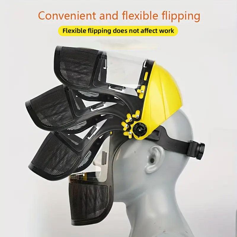 Garden Face Shield Headgear for Mowing and Outdoor Use - Yellow