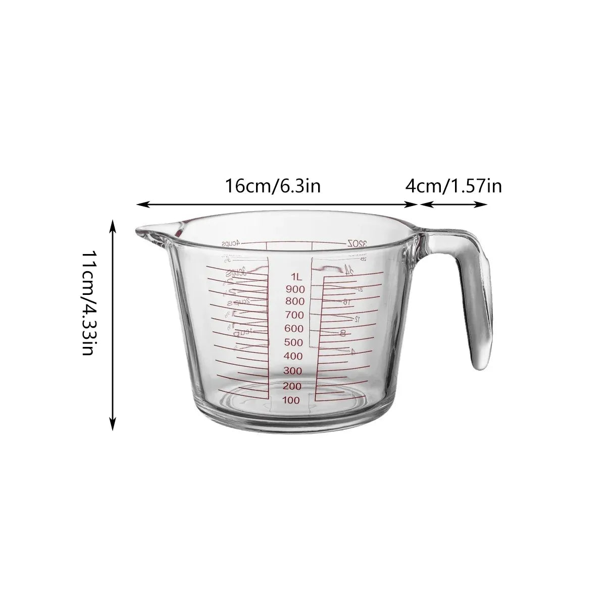 Glass Measuring Cup Large Capacity Thickened Heat Resistant Kitchen Baking Tool