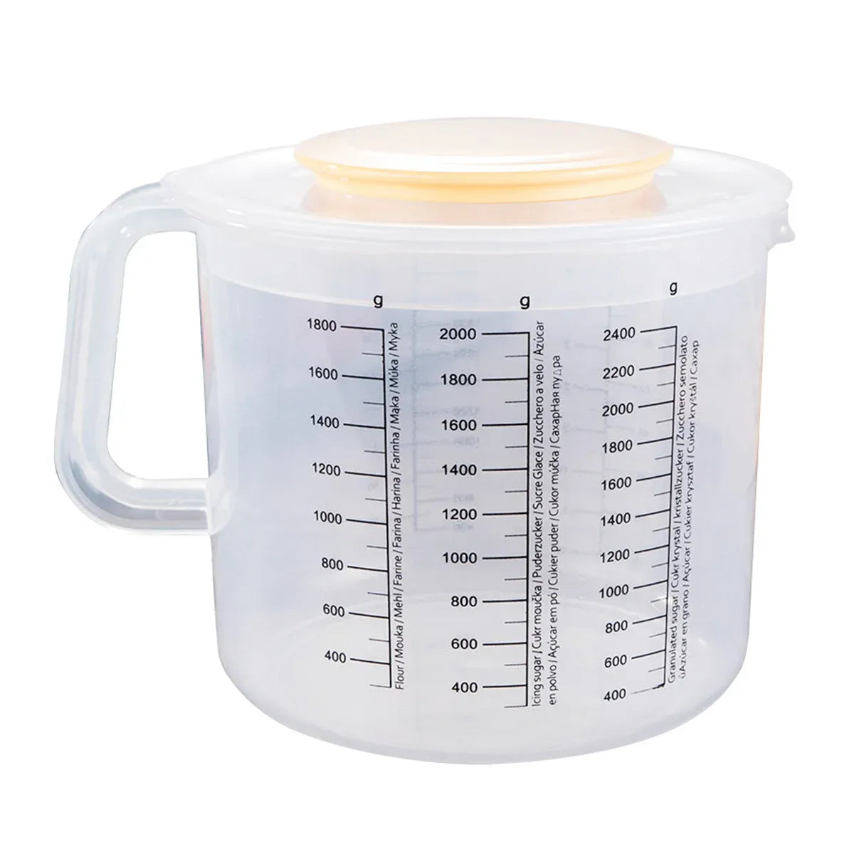 2.5L Plastic Baking Measuring Cup Splash Proof Graduated Mixing Bowl With Lid