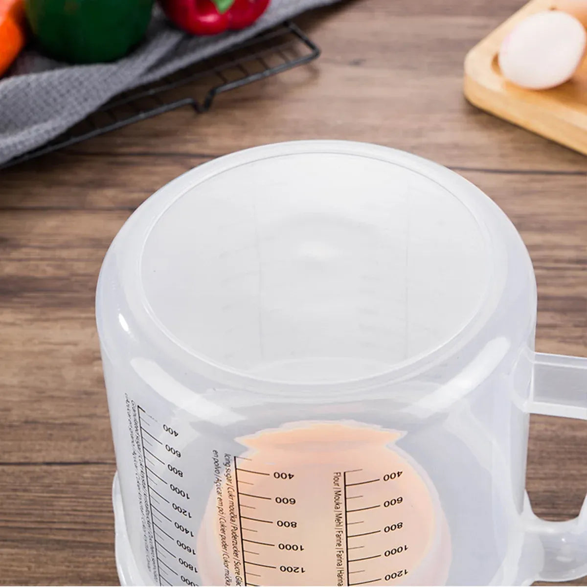 2.5L Plastic Baking Measuring Cup Splash Proof Graduated Mixing Bowl With Lid