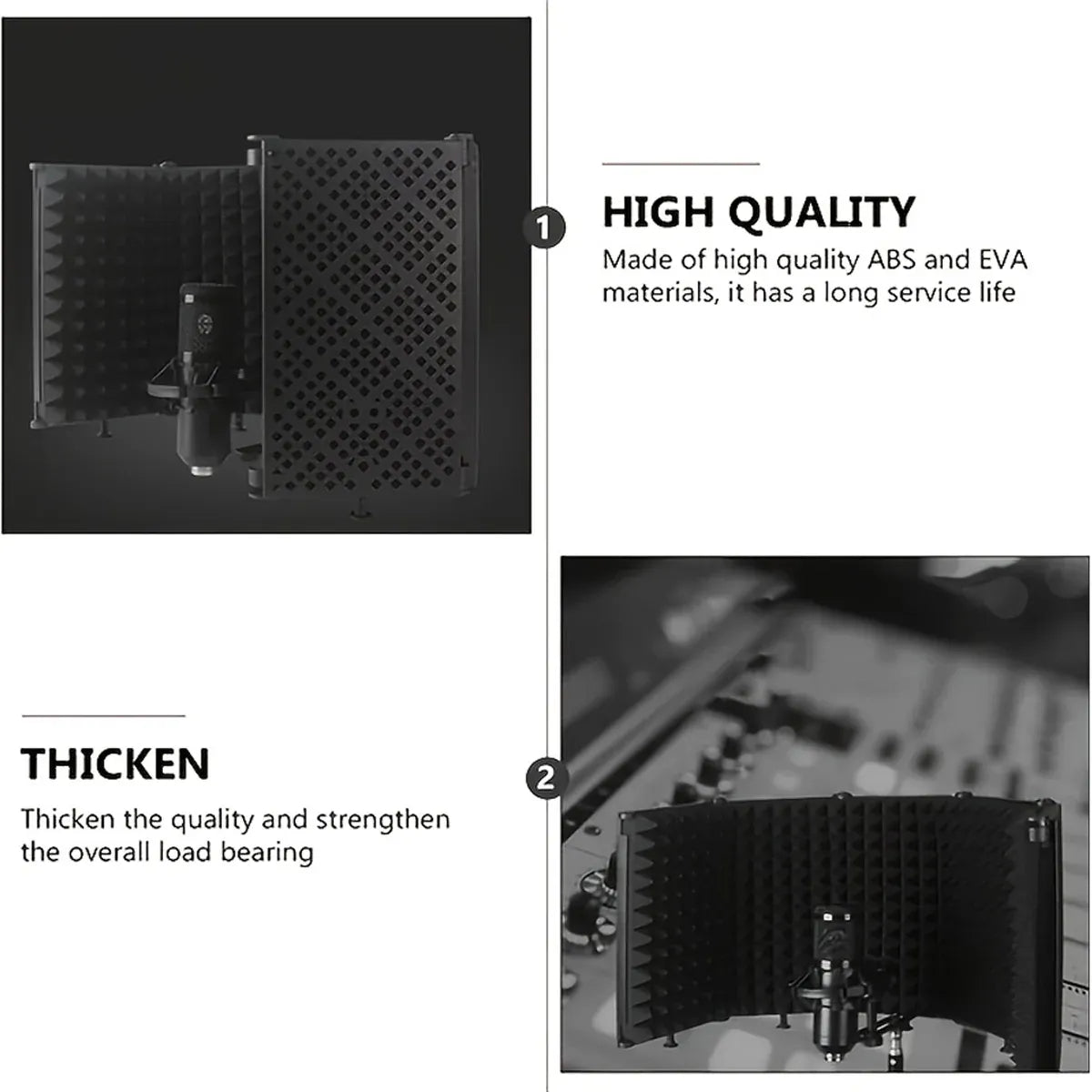5 Panel Studio Microphone Isolation Shield Noise Reduction Absorber For Studio