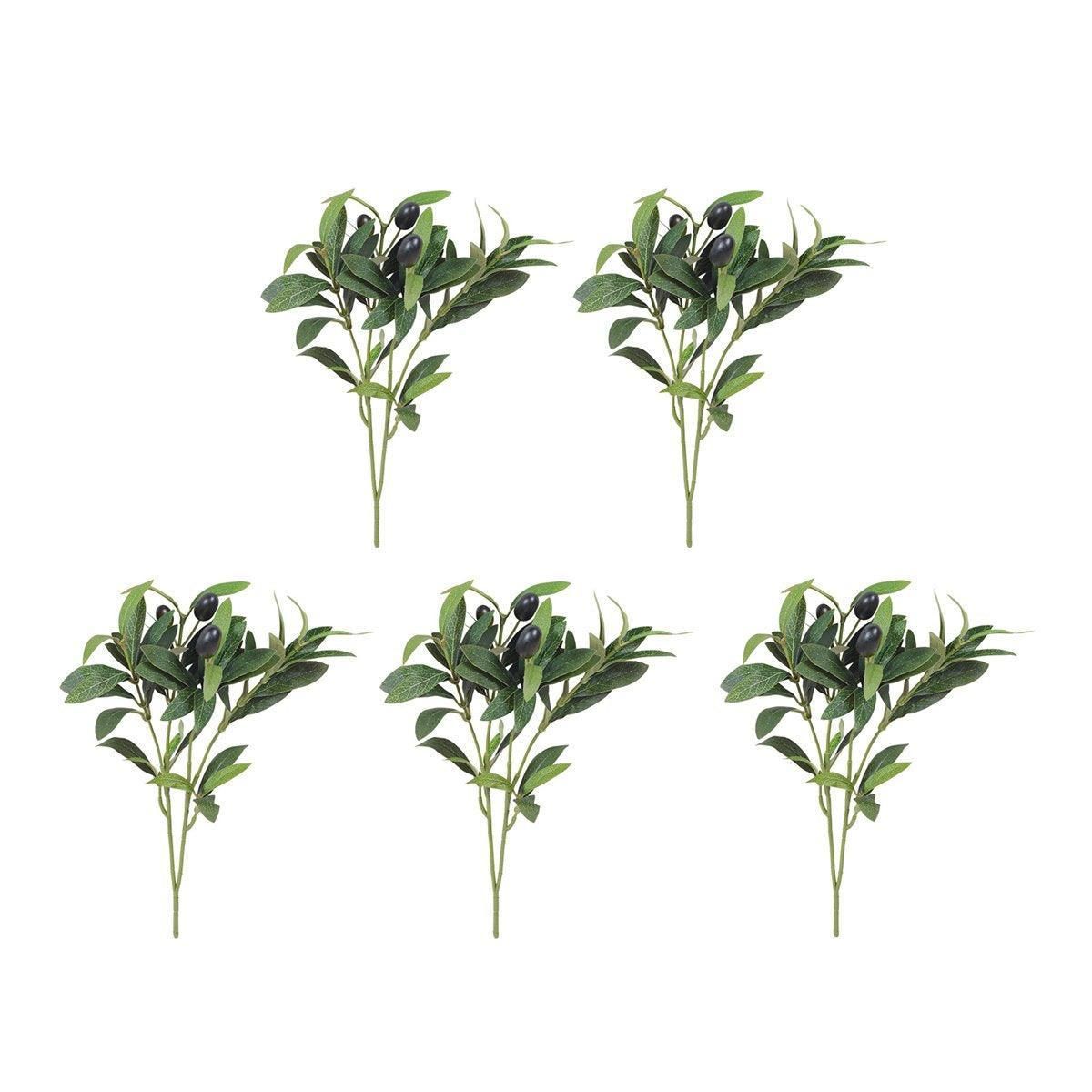 5PCS Artificial Olive Branch Greenery Fake Olive Leave with Fruit for Home Decor