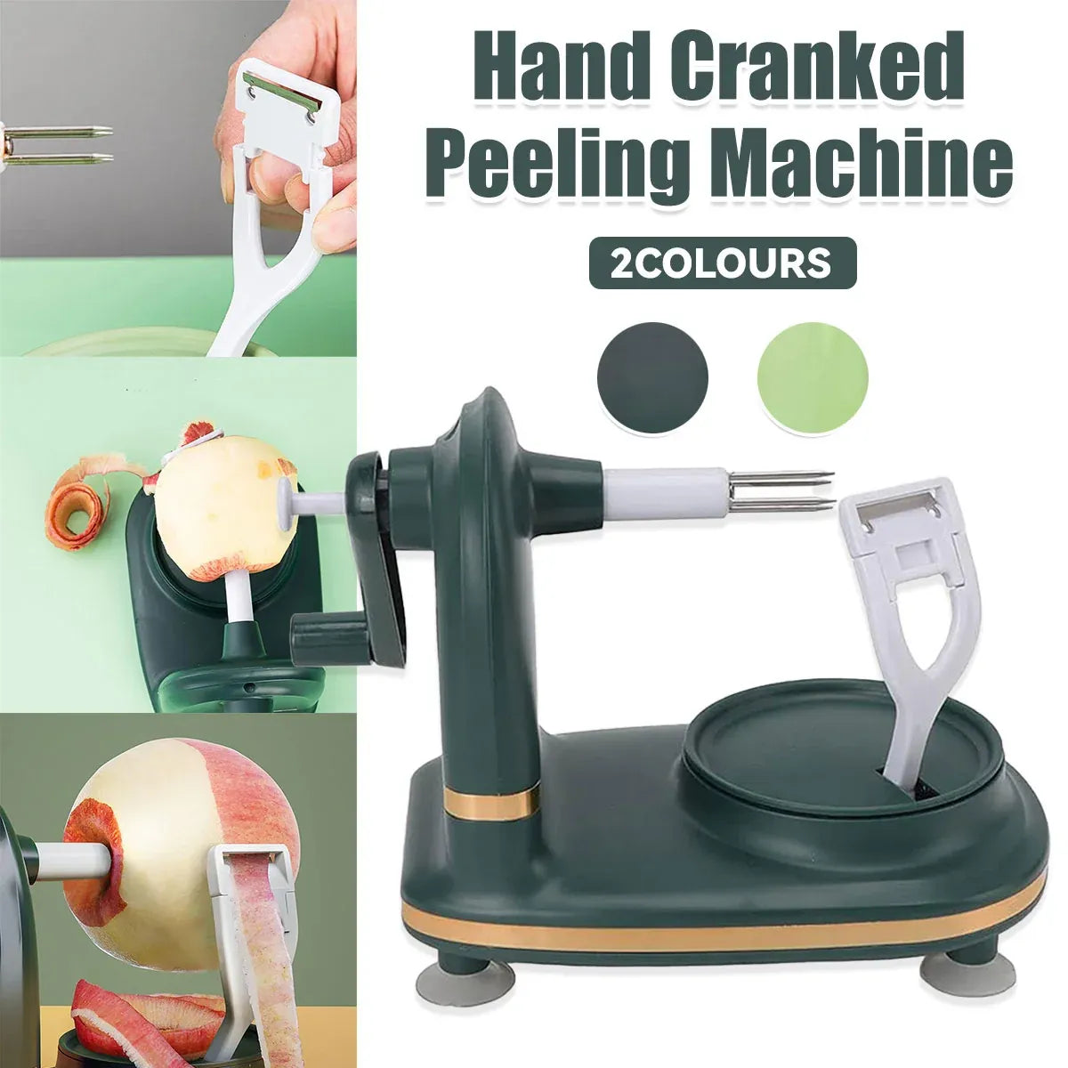 Hand Cranked Fruit Peeling Machine for Home Kitchen Apple Potato Peeling Tool - Light Green