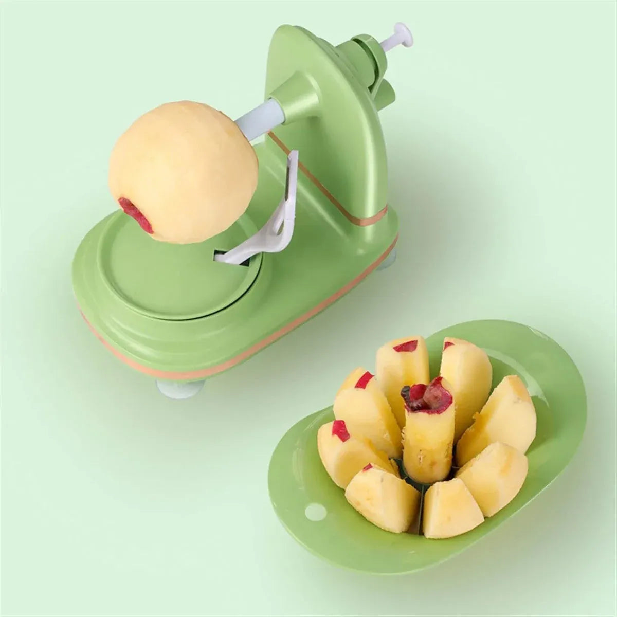 Hand Cranked Fruit Peeling Machine for Home Kitchen Apple Potato Peeling Tool - Light Green