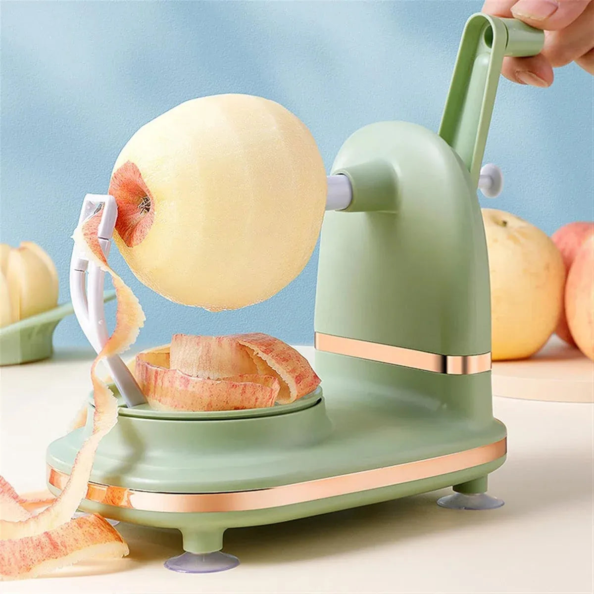 Hand Cranked Fruit Peeling Machine for Home Kitchen Apple Potato Peeling Tool - Light Green
