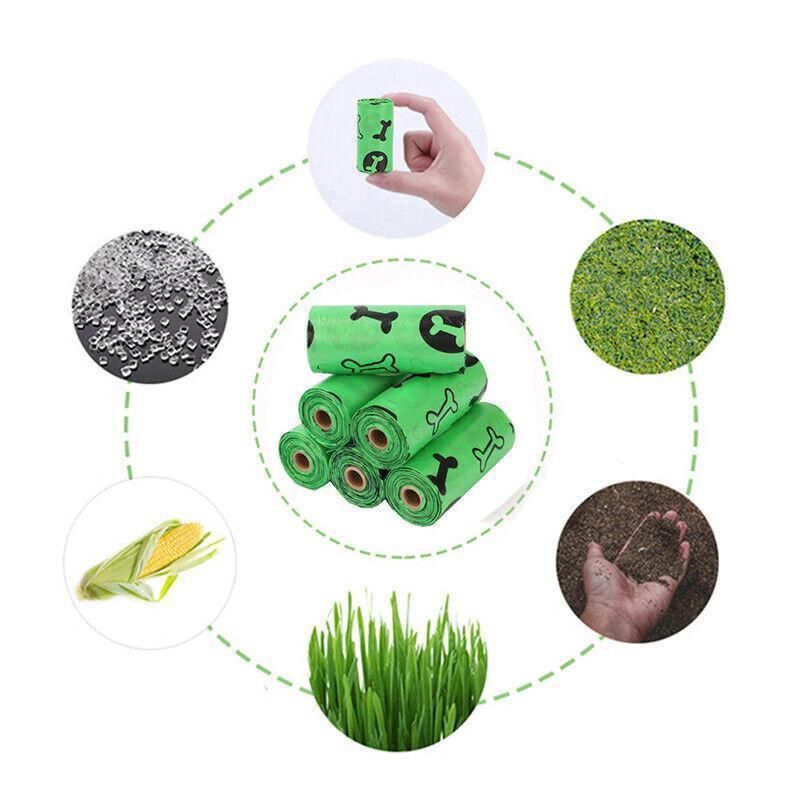 Biodegradable & Compostable Dog Poo Bags Pet Poop Bag Garbage Disposable Clean - 16 Rolls(240 Bags)