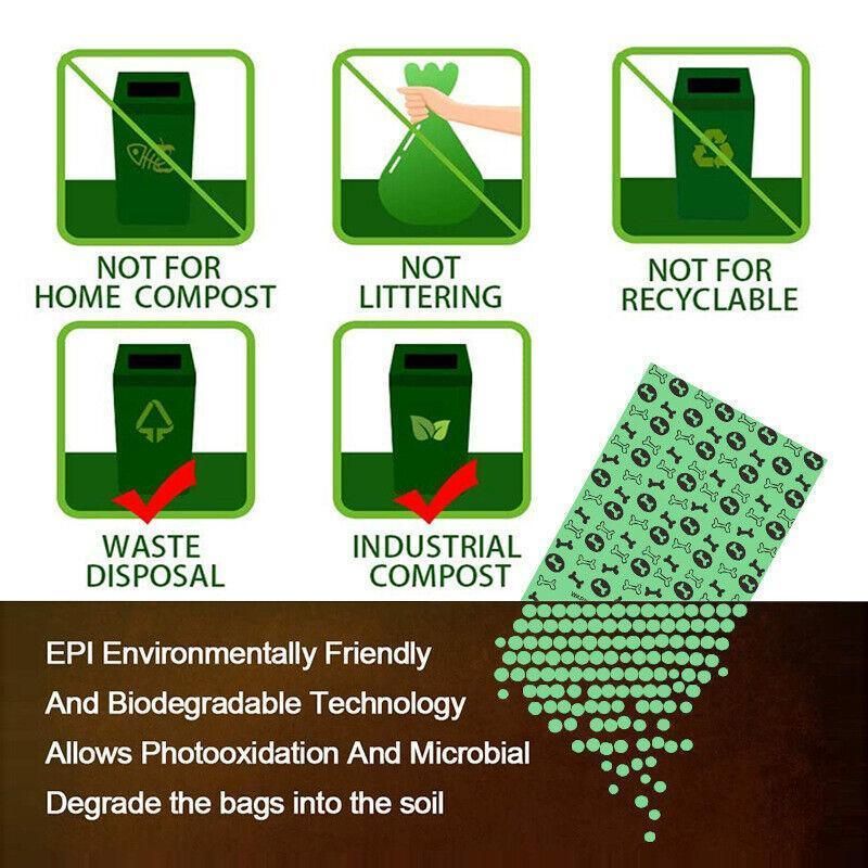 Biodegradable & Compostable Dog Poo Bags Pet Poop Bag Garbage Disposable Clean - 16 Rolls(240 Bags)