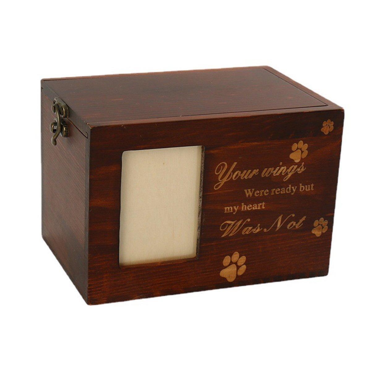 1x Wooden Pet Memorial Urn For Ashes With Photo Frame Cat/Dog