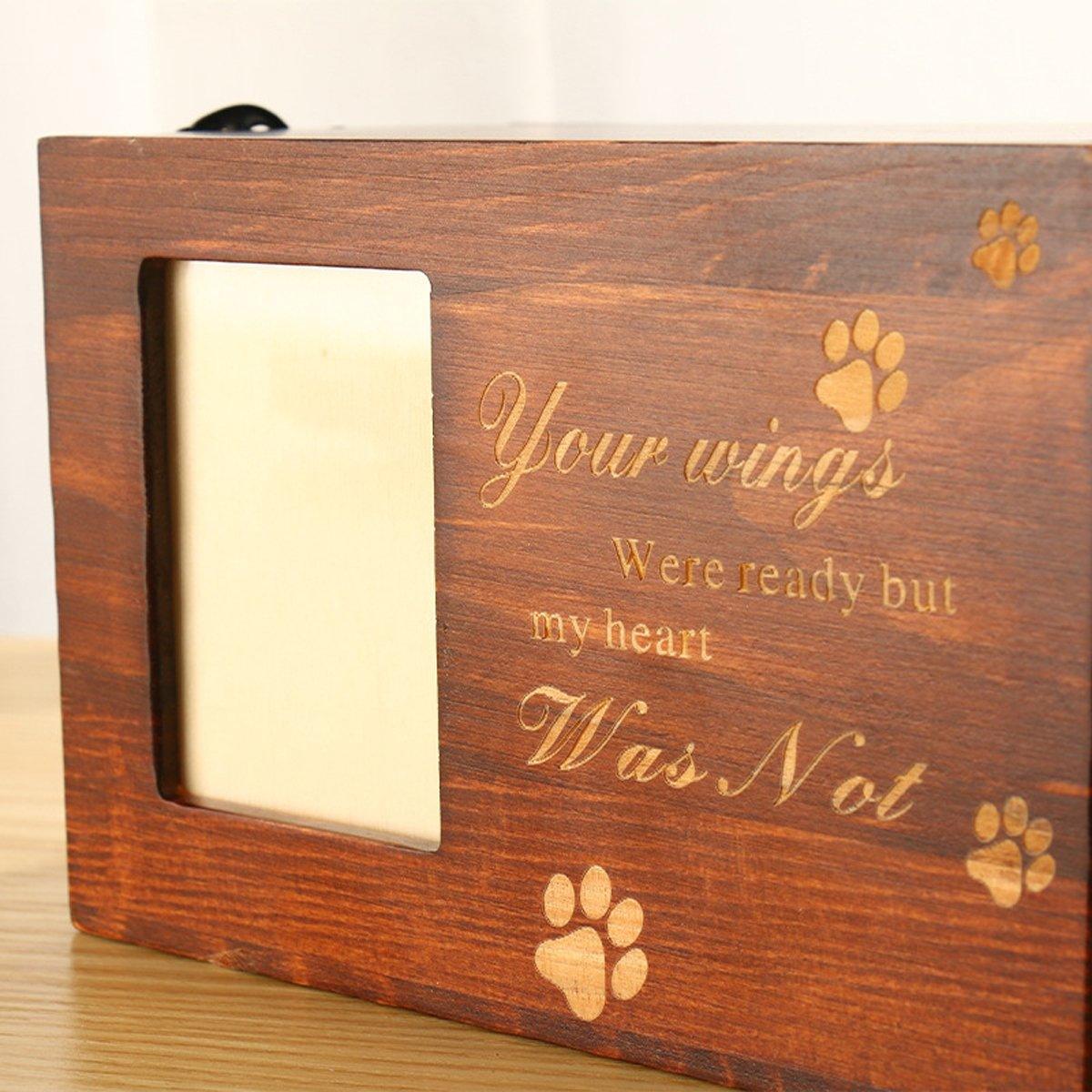 1x Wooden Pet Memorial Urn For Ashes With Photo Frame Cat/Dog