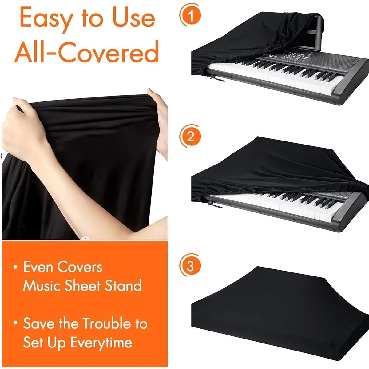88 Key Stretchable Piano Keyboard Dust Cover Protector for Electronic Keyboard