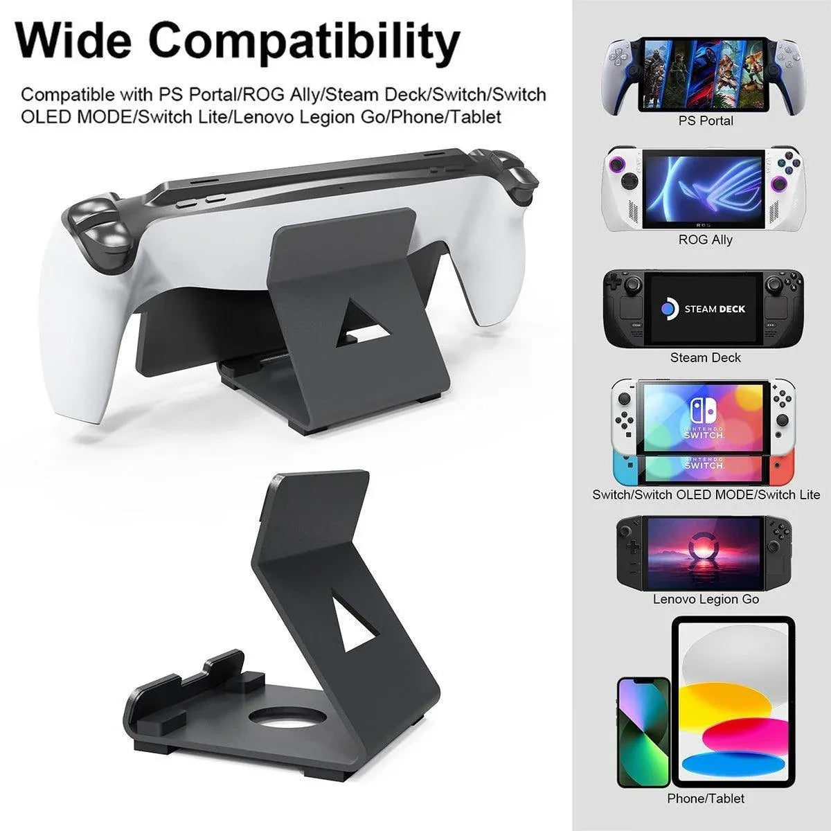 Handheld Device Desktop Stand Adjustable Dock for Switch Steam ROG Deck - Black