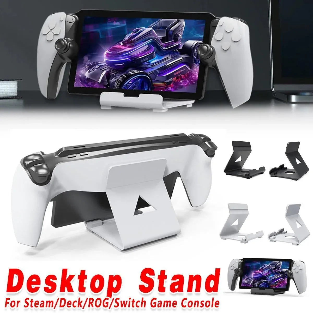 Handheld Device Desktop Stand Adjustable Dock for Switch Steam ROG Deck - White