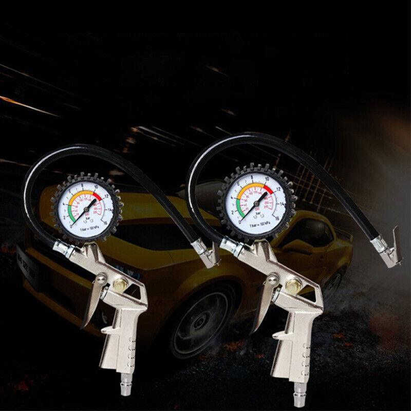 Air Tyre Inflator Pressure Meter Car Truck Tire Pump Hose Gauge