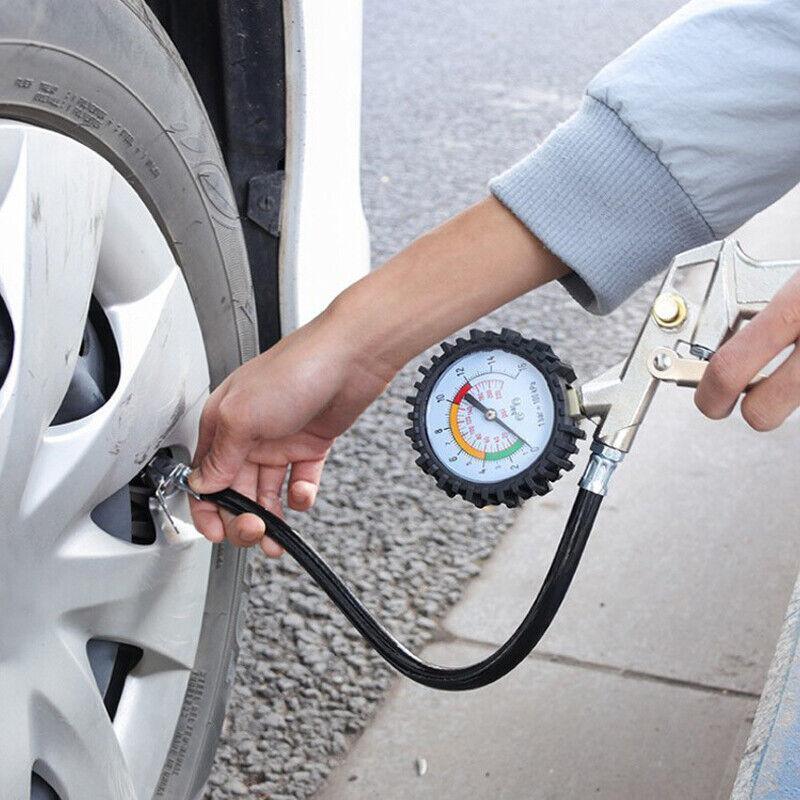 Air Tyre Inflator Pressure Meter Car Truck Tire Pump Hose Gauge