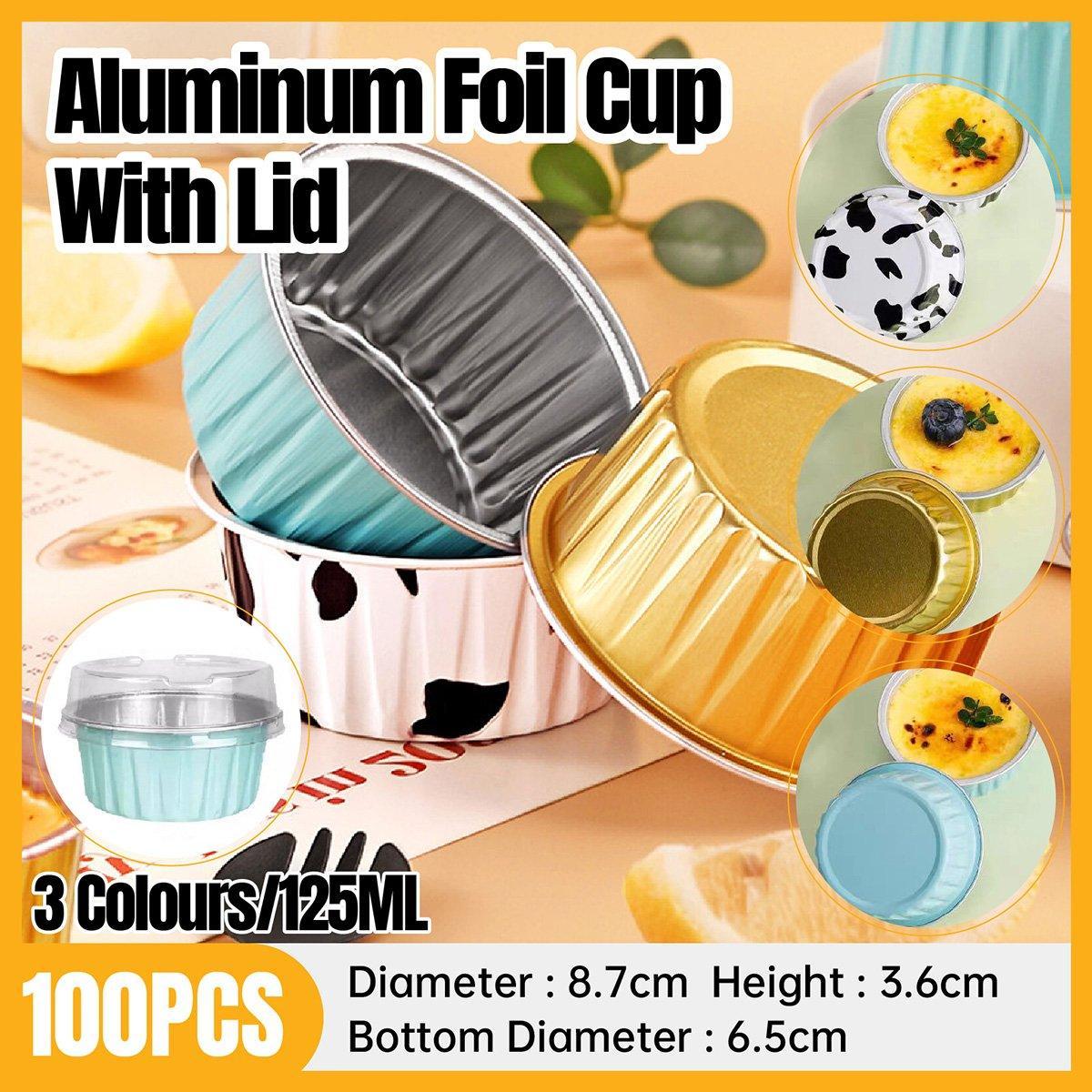 100Pcs Cake Tools Pudding Cake Aluminum Foil Baking Cups