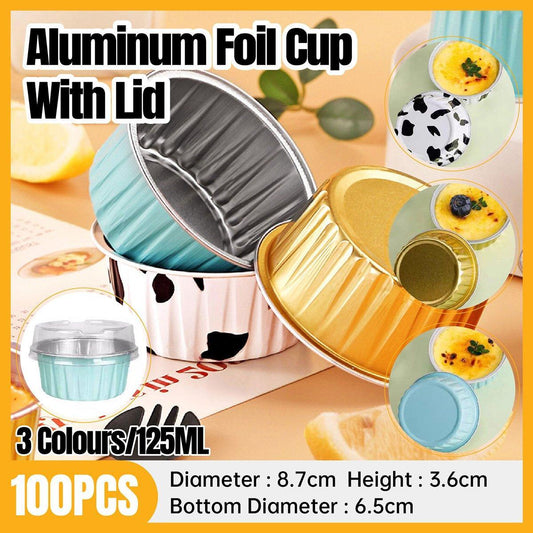 100Pcs Cake Tools Pudding Cake Aluminum Foil Baking Cups