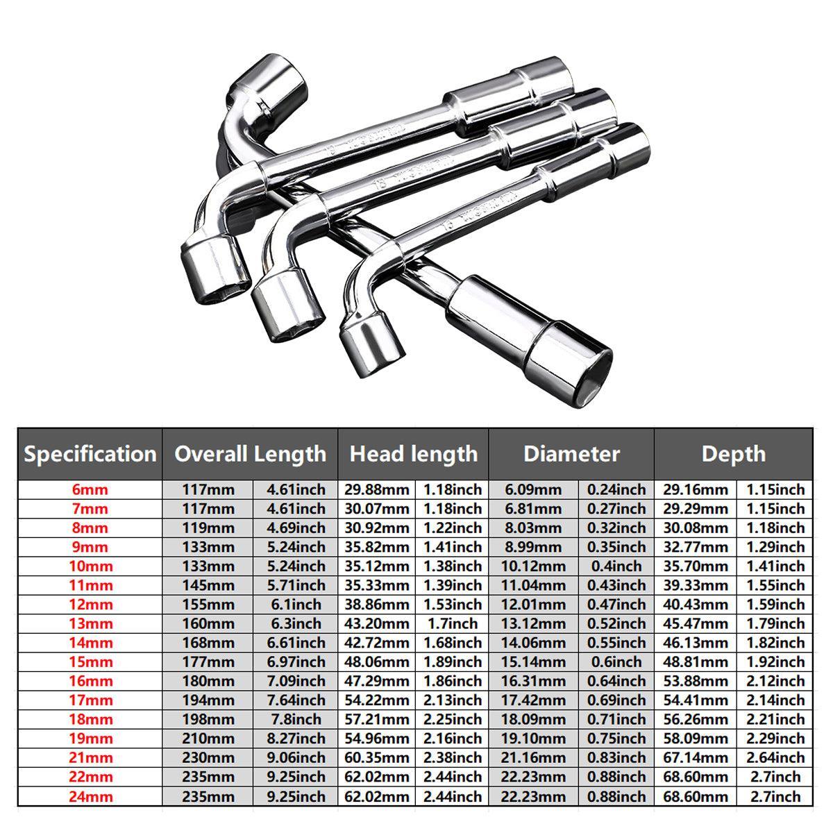 6-23mm L Shaped Socket Wrench Elbow Multi Size Hardware Repair