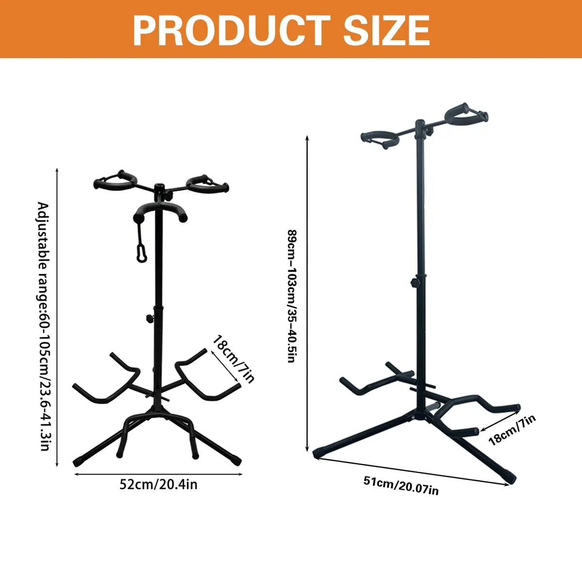 2/3Head Guitar Stand with Height Adjustment Foldable Holder Guitar Stand Bass - Dual-vertical type